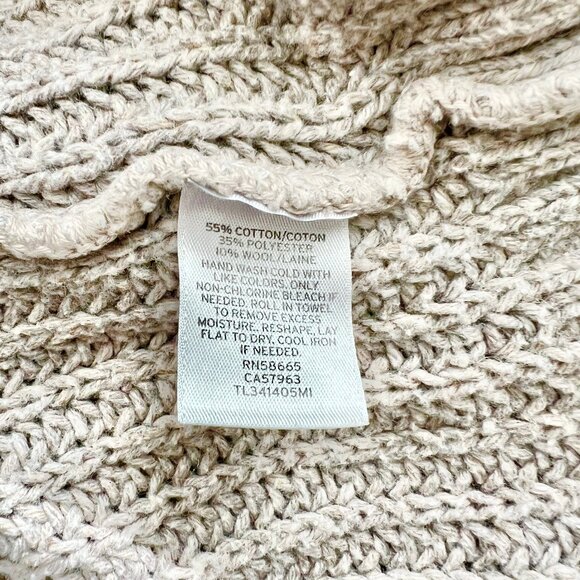 LEITH Nordstrom Chunky Taupe Wool Blend Knit Double Cutout Long Sleeve Sweater - Picture 10 of 10